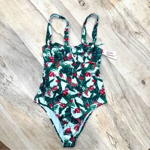 NWT Victoria’s Secret Swim Tropical One Piece Swimsuit Size M Floral Cutout